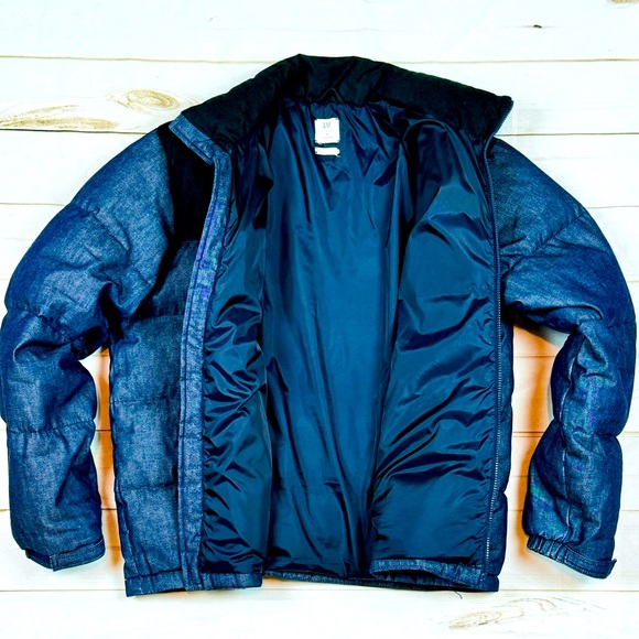 GAP UA Tokyo Collab | Men’s Down Puffer Jacket | Size Large | Blue Denim & Black - Picture 3 of 11